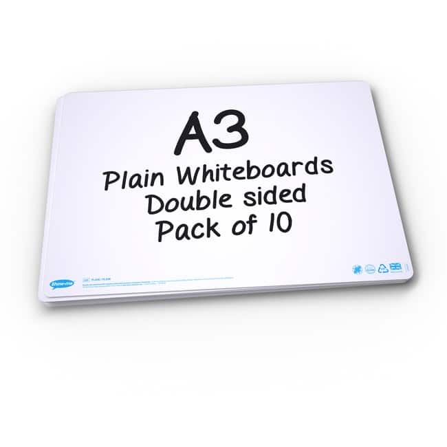 Show-me Whiteboard Set Non Magnetic Polypropylene Double Sided 29.7 (W) x 42 (H) cm Pack of 10