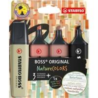 STABILO BOSS ORIGINAL Marker Black, Mud Green, Umber, Sienna Broad Chisel Pack of 4