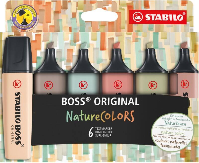 STABILO BOSS ORIGINAL NatureCOLORS Highlighter Assorted Broad Chisel 2 - 5 mm Pack of 6