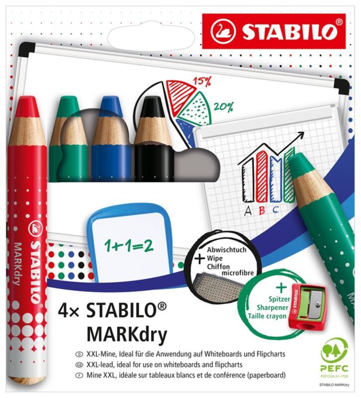 STABILO MARKdry Whiteboard Marker Assorted Extra Broad Pencil 10 mm  Pack of 5