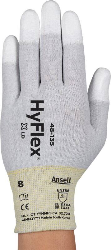 Ansell HyFlex 48-135 Mechanical Protection Non-Disposable Gloves Nylon Size 6 Grey 12 Pairs