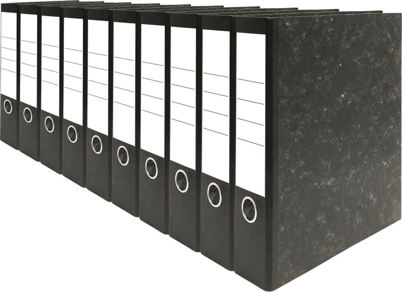 Wide Lever Arch File A4 80 mm Black Marble 2 Rings Marbled Pack of 10