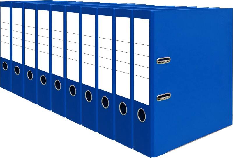Wide Lever Arch File A4 80 mm Blue 2 Rings Cardboard, PP (Polypropylene) Textured Pack of 10