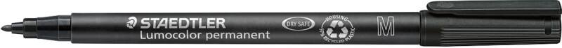 STAEDTLER Lumocolor OHP Marker Medium Bullet 1 mm Black Refillable Pack of 10