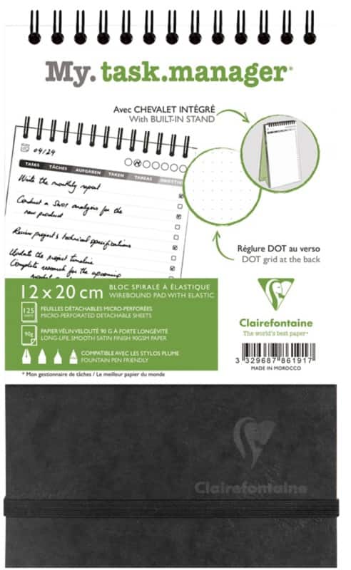 Clairefontaine Age Bag Planner Black A5 Ruled Twin Wire Perforated 786191C