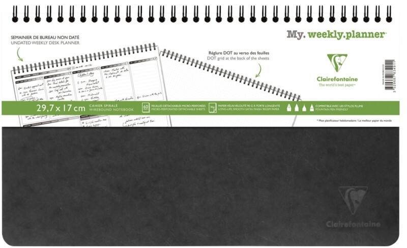 Clairefontaine Age Bag Weekly Planner Black Special format Ruled Twin Wire Perforated 783491C