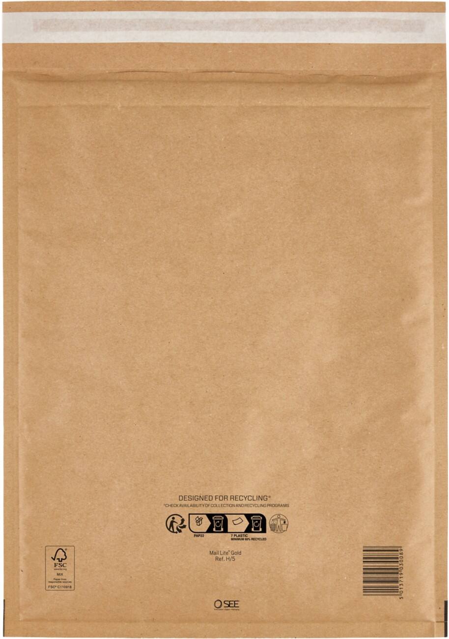 Mail Lite Padded Envelopes H/5 Gold Peel and Seal Pack of 100