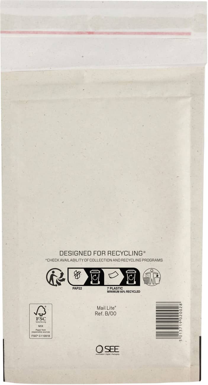 Mail Lite Padded Envelopes B/00 Plain Peel and Seal Pack of 200