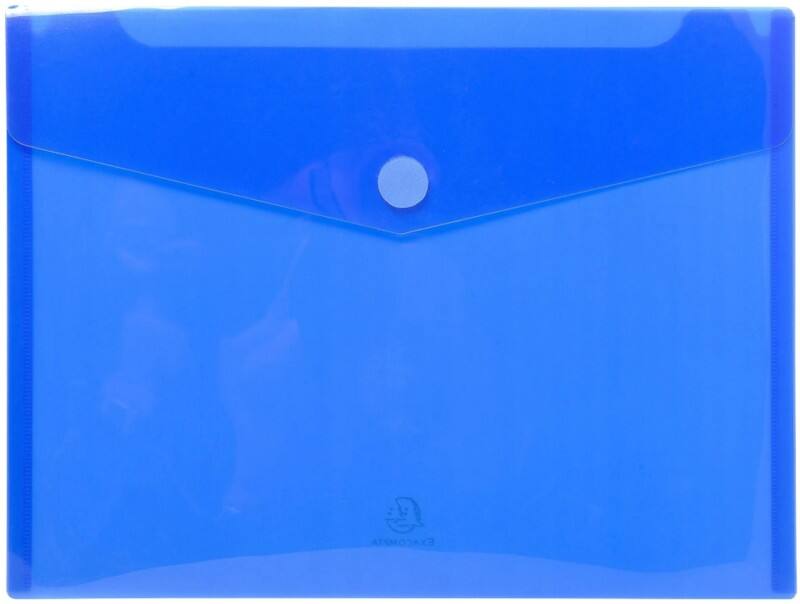 Exacompta Document Wallet 56422E A4 Velcro fastener PP (Polypropylene) Portrait and Landscape 24.5 (W) x 33.5 (D) x 1.2 (H) cm Blue Pack of 5