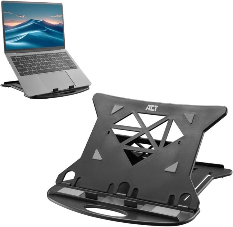 ACT Foldable Laptop Stand Height Adjustable 28.0 cm x 2.0 cm x 28 cm Black