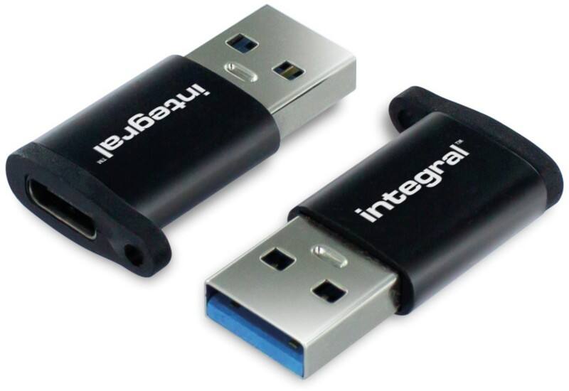 Integral USB Connector USB A Male USB-C Female Black Pack of 2