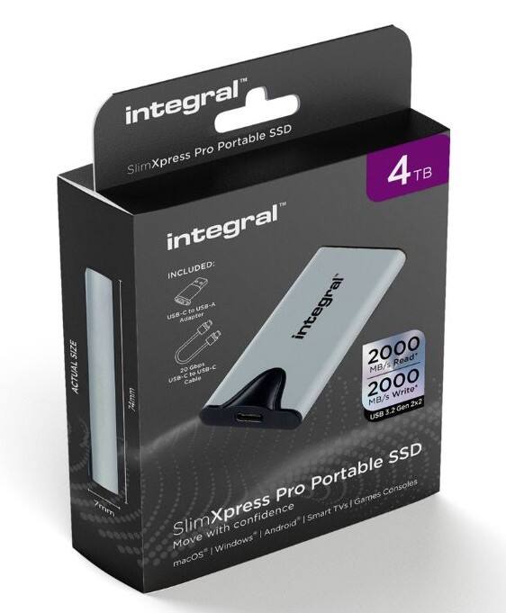 Integral SSD 4 TB USB 3.2 (Gen 2) Silver INSSD4TPORT3.2SLIMXS