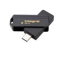 Integral Flash Drive 128 GB USB Type-C Black, Gold