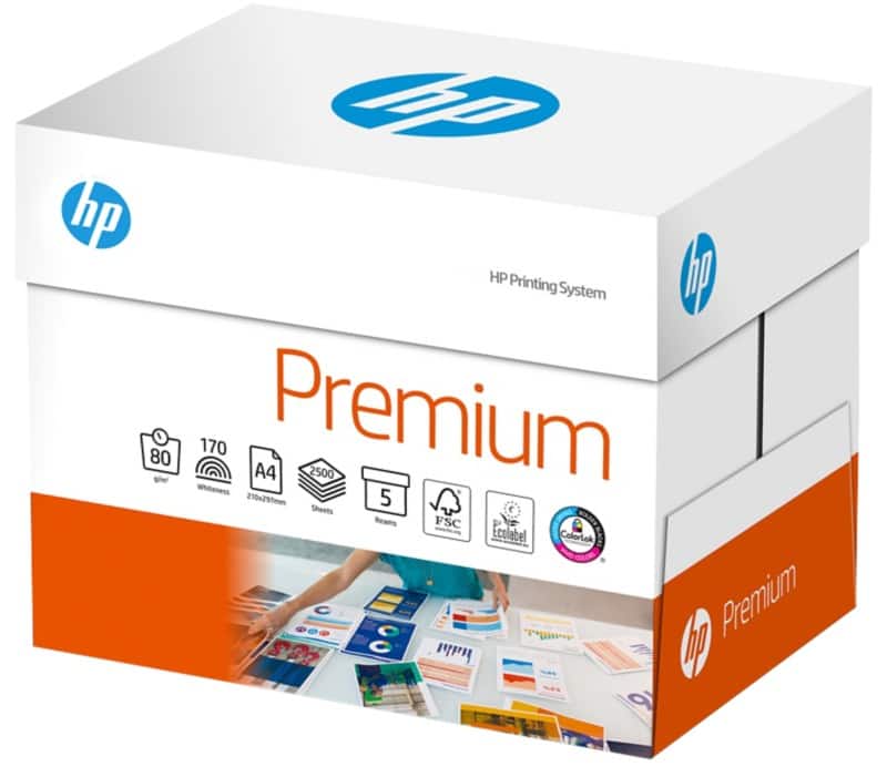 HP Premium A4 Printer Paper 80 gsm Smooth White 170 CIE 500 Sheets Pack of 5