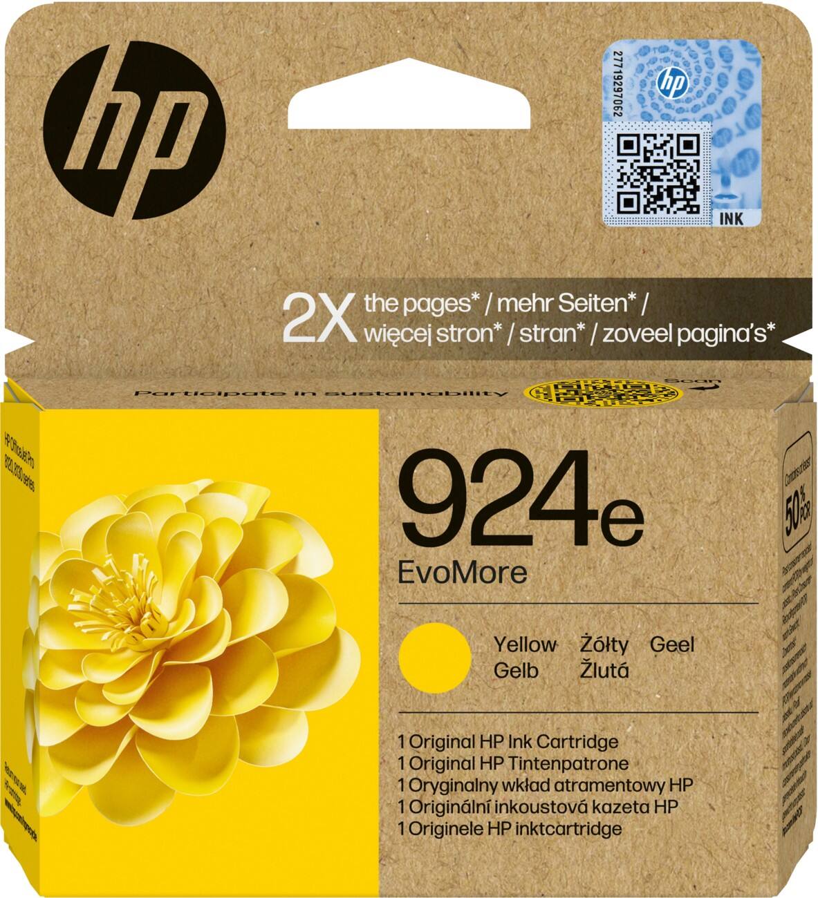 HP 924e Original Ink Cartridge 4K0U9NE Yellow