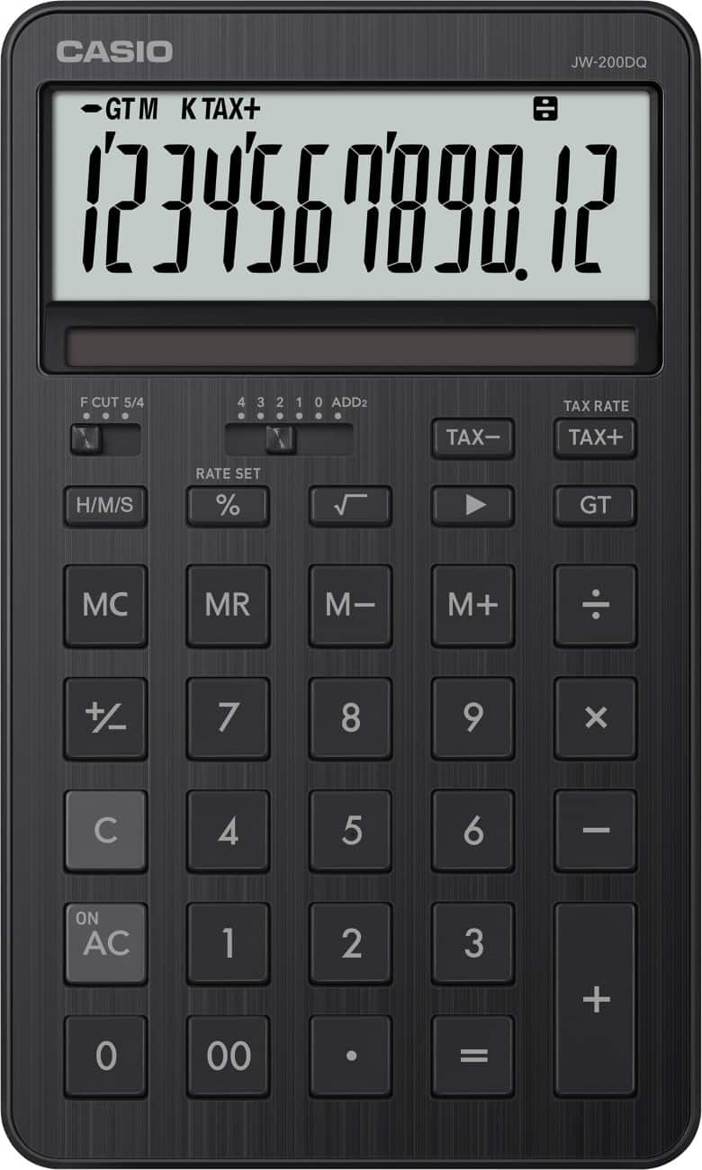 Casio Desktop Calculator Digit Display Black Battery JW-200DQ-BK