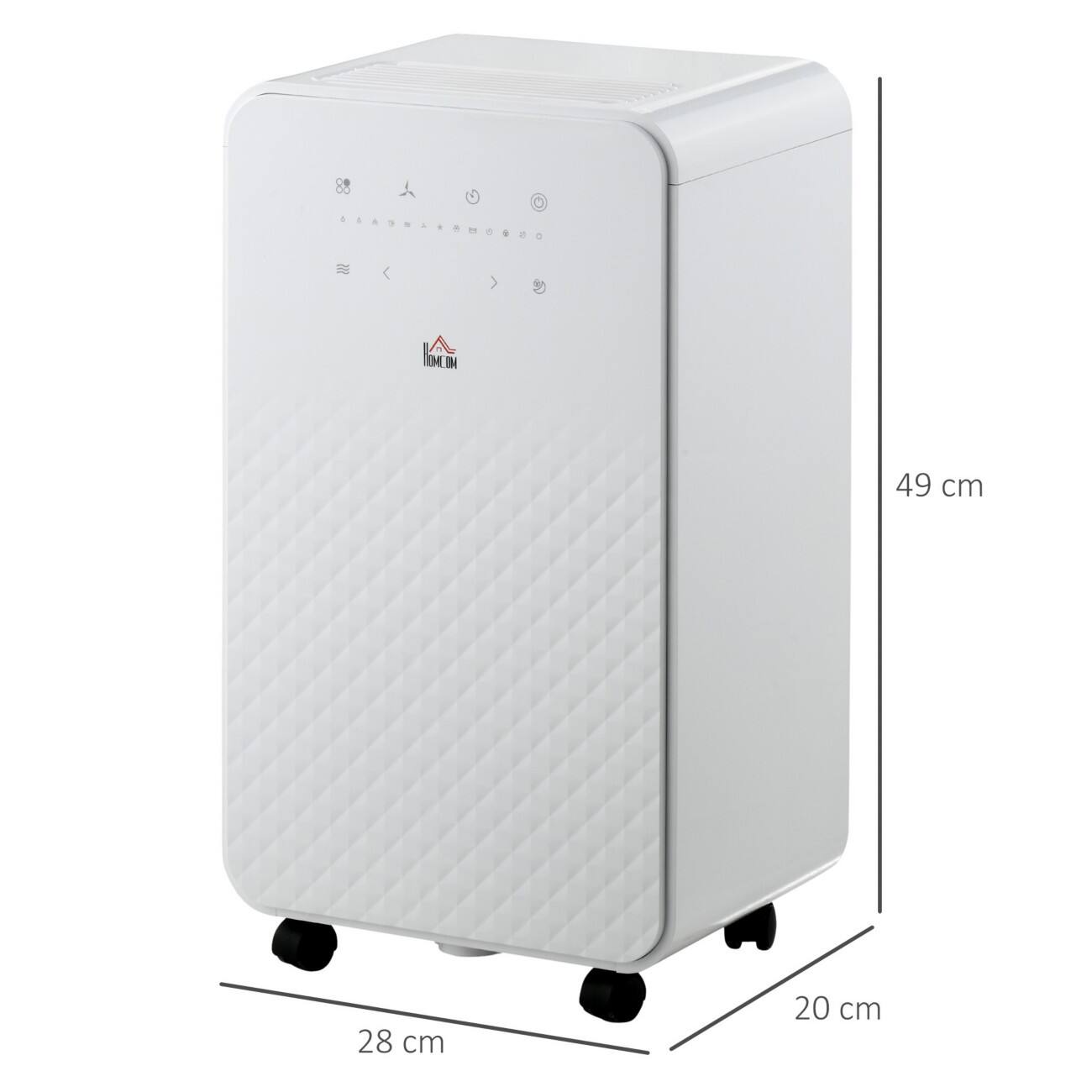 HOMCOM Portable Dehumidifier with Air Purifier Filter 12L White 821-027V71WT