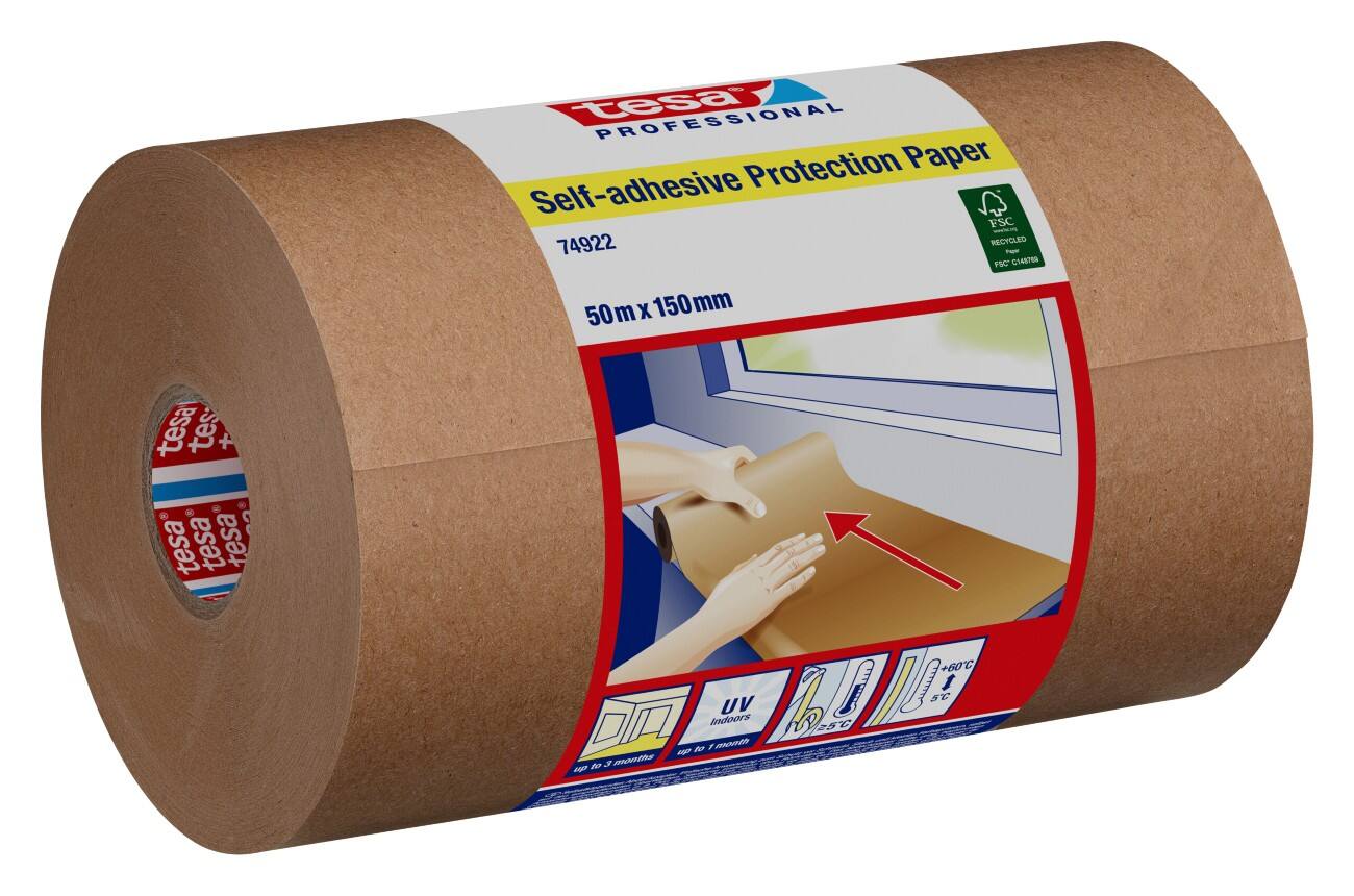 tesa Professional Kraft Paper Tape Self-adhesive 50m x 150mm