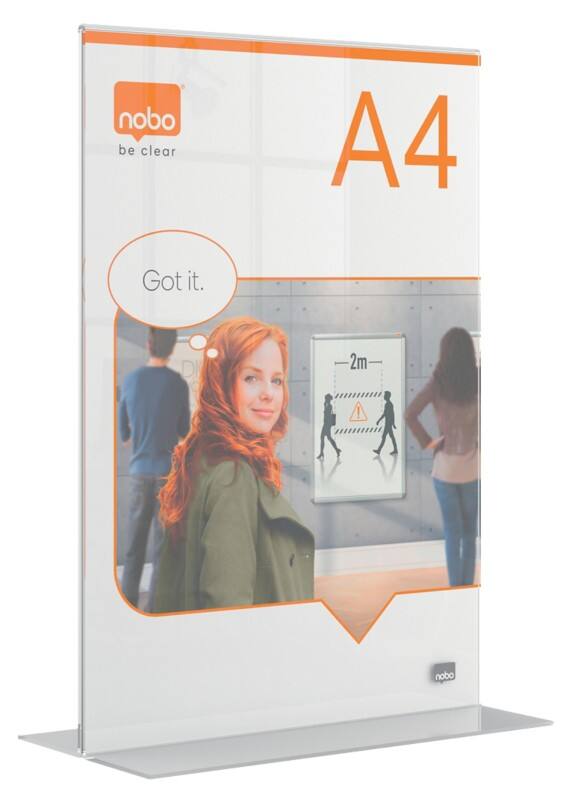 Nobo Premium Plus Sign Holder A4 T-Shape 21.5 (W) x 9 (D) x 32 (H) cm Transparent