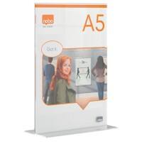 Nobo Premium Plus Freestanding Desktop Display Frame 1915595 Frameless A5 Acrylic 15.5 x 22 cm