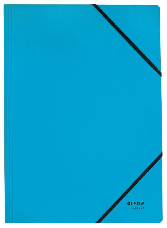 Leitz Recycle Card Folder with Elastic Bands 3908 A4 CO2 Compensated Blue 100% Recycled Card