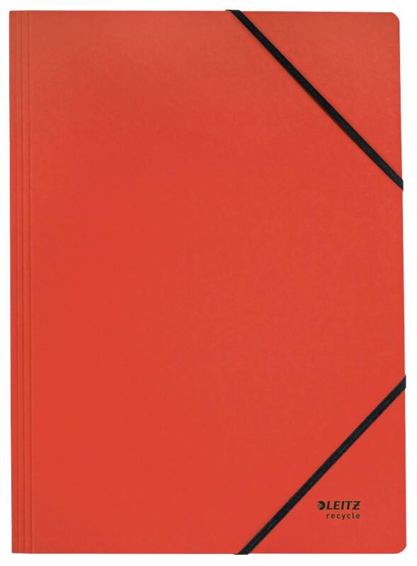 Leitz Recycle Card Folder with Elastic Bands 3908 A4 CO2 Compensated Red 100% Recycled Card