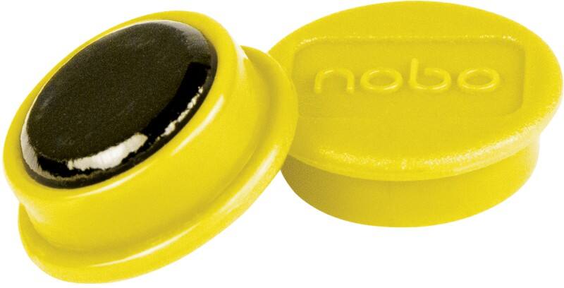 Nobo Whiteboard Magnets Yellow 0.3 kg Bearing Capacity 24 mm Pack of 10