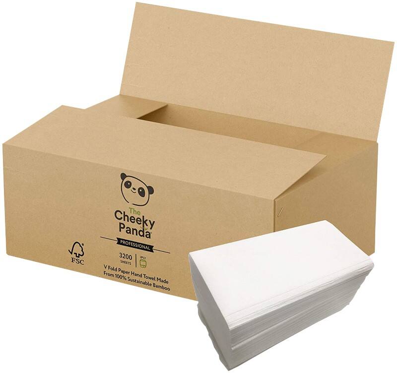The Cheeky Panda V Fold Flushable Hand Towel 2 Ply VHANDTW20 20 Packs of 160 Sheets