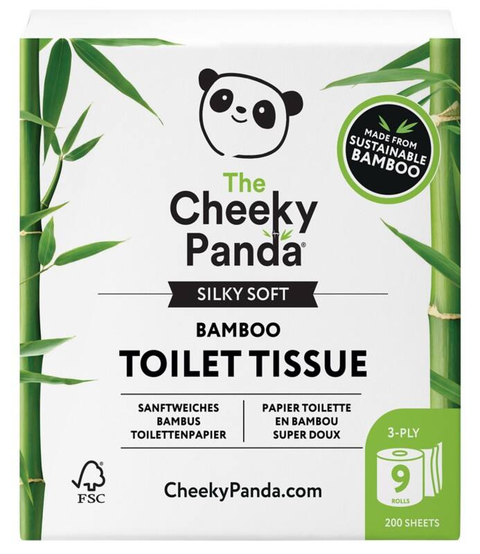 The Cheeky Panda Toilet Roll 3 Ply PFTOILT9X5 9 Rolls of 200 Sheets