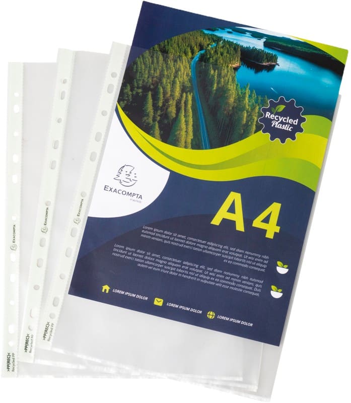 Exacompta Forever Punched Pockets  Frosted Transparent 60 microns 11 Holes 5320E Pack of 100