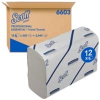 Scott MAINLINE  Hand Towel Narrow-Fold White 6603 12 Packs of 220 Sheets