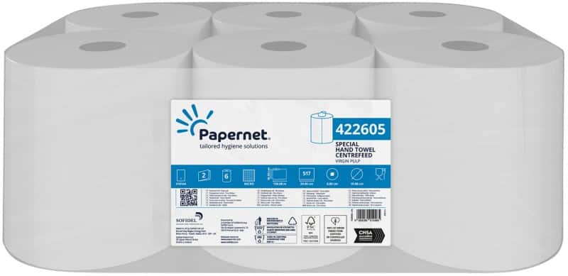 Papernet Special Paper Hand Towels Centrefeed White 2 Ply 422605 150 m Pack of 6