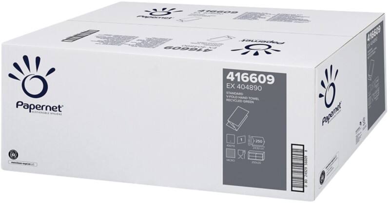 Papernet Standard Paper Hand Towels V-fold Green 1 Ply 416609 250 Sheets Pack of 20