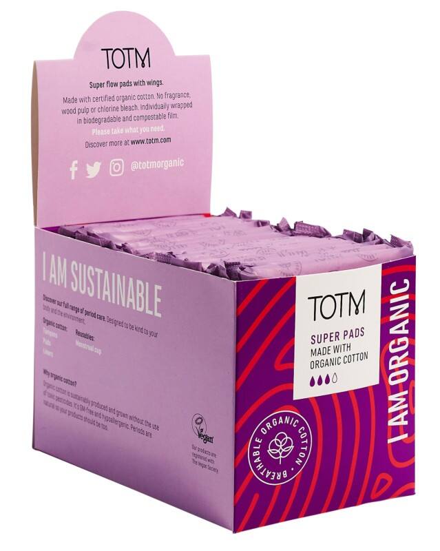 TOTM Cotton Sanitary Pads Super with Wings Pack of 20