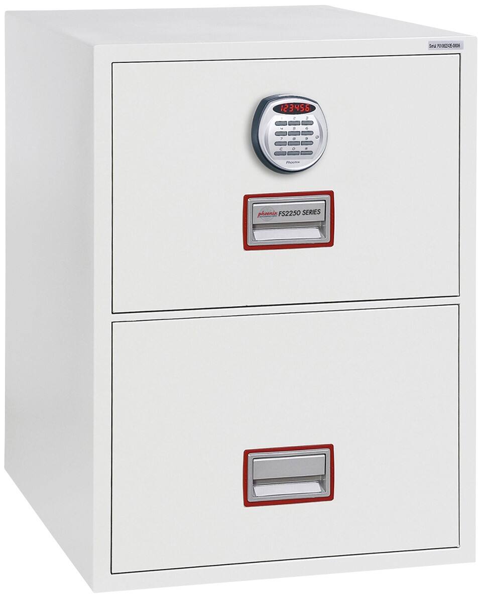 Phoenix World Class Vertical Fire File Filing Cabinet with Electronic lock 49 L FS2252E White