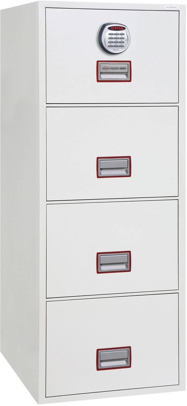 Phoenix Filing Cabinet 4 Drawers Lockable 530 x 675 x 1,405 mm White