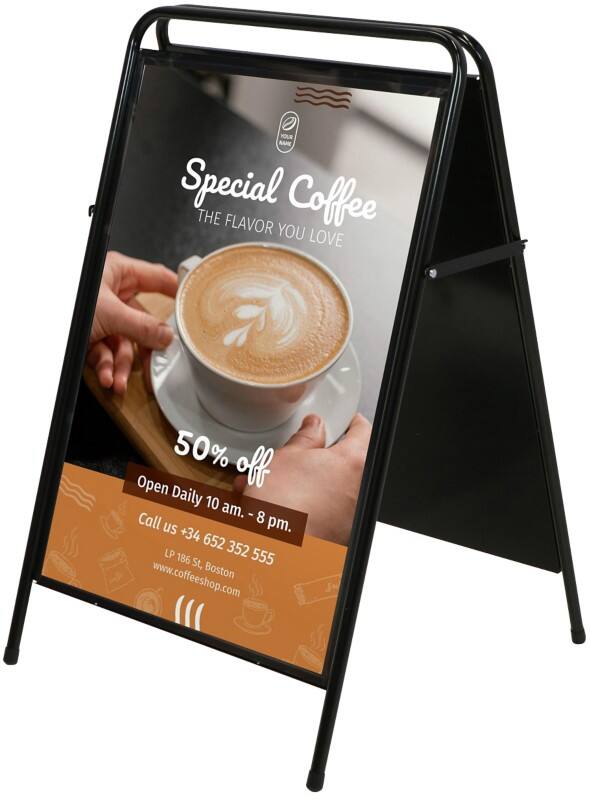 SHOWDOWN Pavement Sign Floor standing 2 Panels 50 x 70 cm Steel Black Weather proof ZPES50x70BL