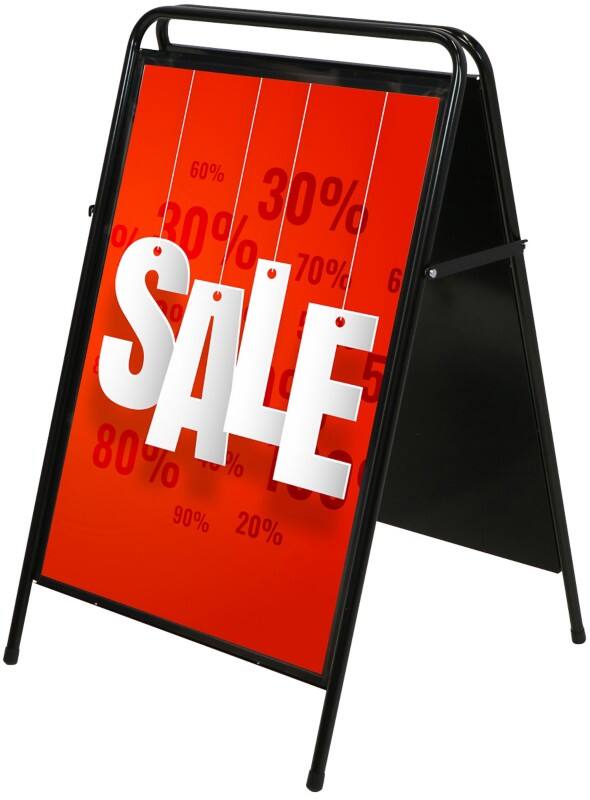 SHOWDOWN Pavement Sign Floor standing 2 Panels 70  x 100 cm Steel Black Weather proof ZPES70x100BL