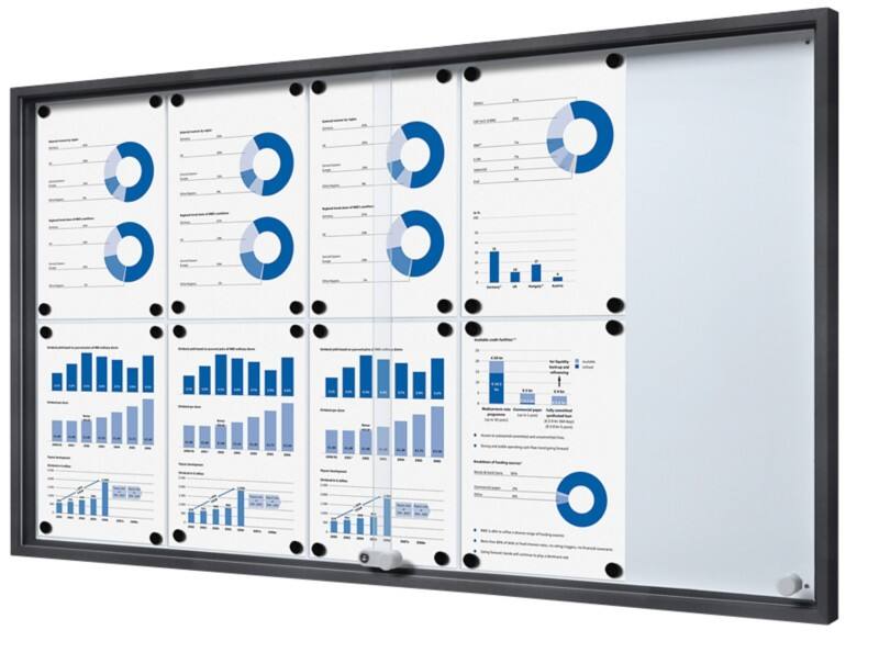 SHOWDOWN Display Case Magnetic 10 x A4 Wall Mounted Lockable Indoor 112.6 (W) x 64.1 (H) cm Anthracite