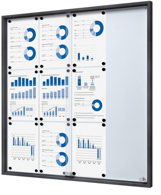 SHOWDOWN Display Case Magnetic 12 x A4 Wall Mounted Lockable Indoor 90.6 (W) x 94.8 (H) cm Anthracite