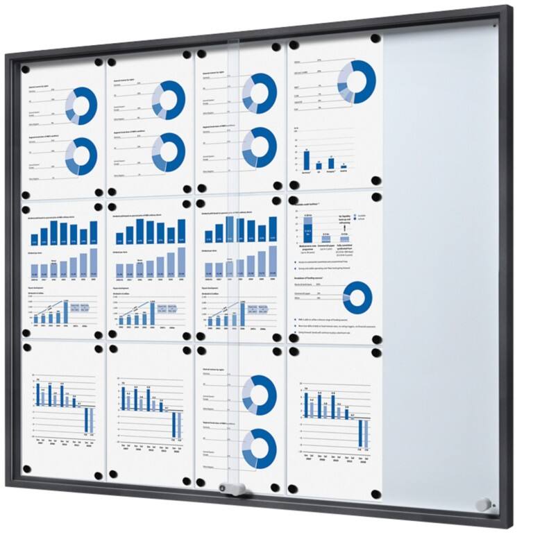 SHOWDOWN Display Case Magnetic 15 x A4 Wall Mounted Lockable Indoor 112.6 (W) x 94.8 (H) cm Anthracite