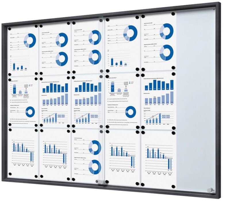 SHOWDOWN Display Case Magnetic 18 x A4 Wall Mounted Lockable Indoor 134.6 (W) x 94.8 (H) cm Anthracite