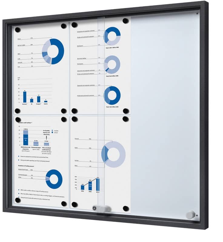 SHOWDOWN Display Case Magnetic 6 x A4 Wall Mounted Lockable Indoor 68.6 (W) x 64.1 (H) cm Anthracite  