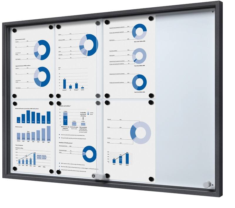 SHOWDOWN Display Case Magnetic 8 x A4 Wall Mounted Lockable Indoor 90.6 (W) x 64.1 (H) cm Anthracite  