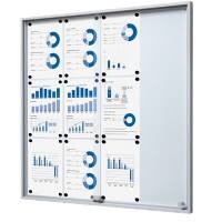 SHOWDOWN Display Case Magnetic 12 x A4 Wall Mounted Lockable Indoor 90.6 (W) x 94.8 (H) cm Silver  