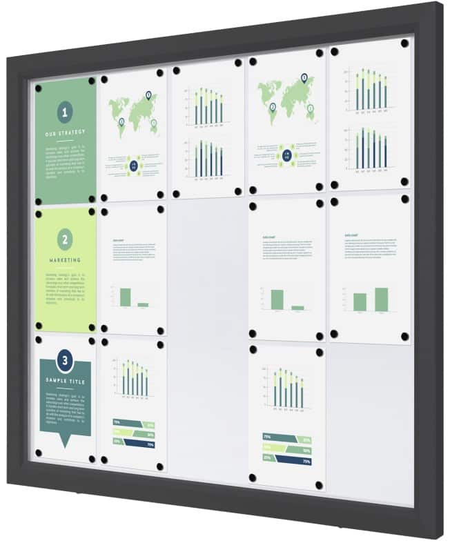 SHOWDOWN Display Case Magnetic 15 x A4 Wall Mounted Lockable Outdoor 119 (W) x 101.2 (H) cm Anthracite