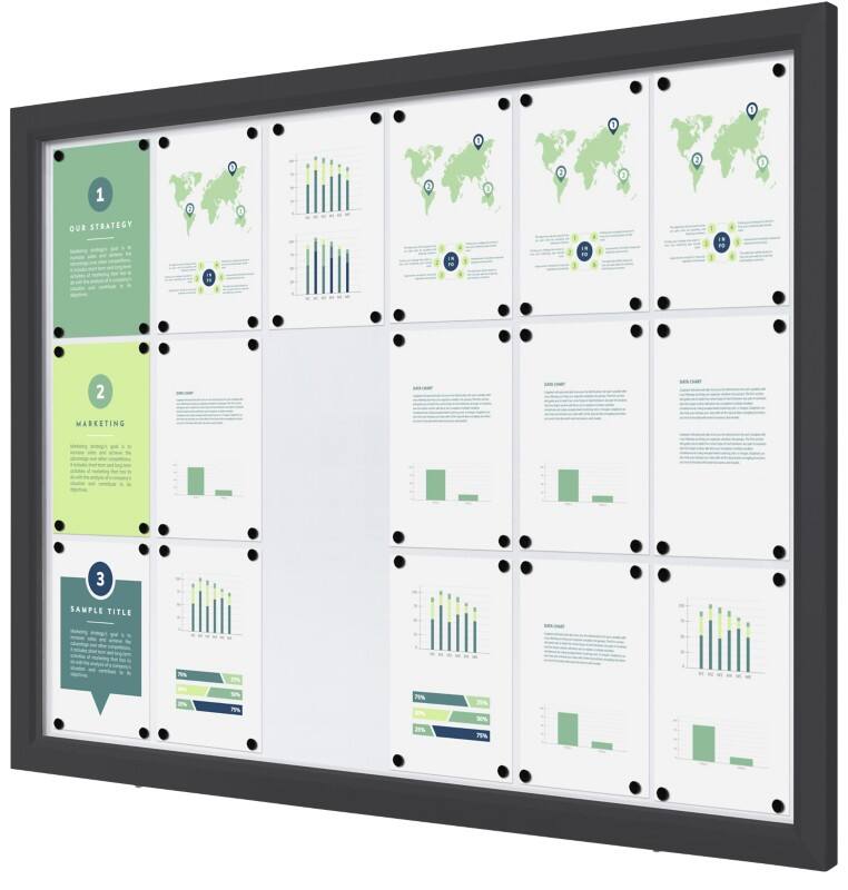 SHOWDOWN Display Case Magnetic 18 x A4 Wall Mounted Lockable Outdoor 141 (W) x 101.2 (H) cm Anthracite