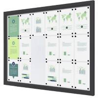 SHOWDOWN Display Case Magnetic 18 x A4 Wall Mounted Lockable Outdoor 141 (W) x 101.2 (H) cm Anthracite