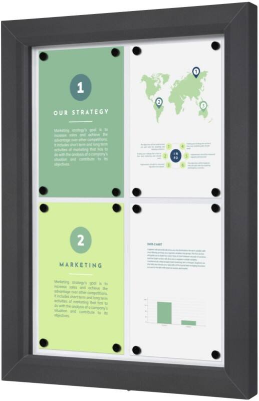 SHOWDOWN Display Case Magnetic 4 x A4 Wall Mounted Lockable Outdoor 53 (W) x 70.5 (H) cm Anthracite