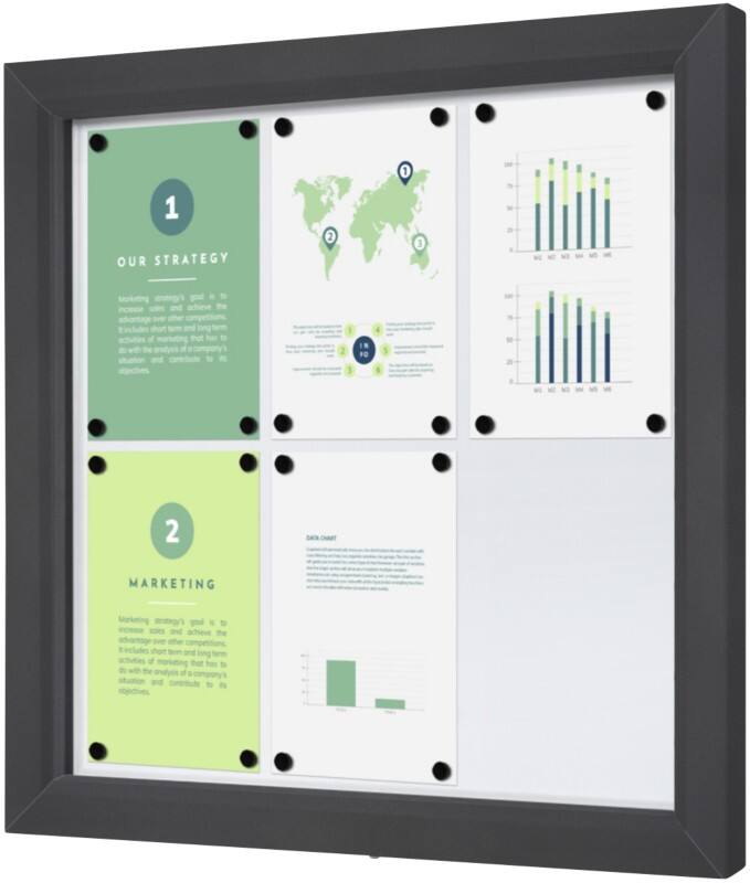 SHOWDOWN Display Case Magnetic 6 x A4 Wall Mounted Lockable Outdoor 75 (W) x 70.5 (H) cm Anthracite